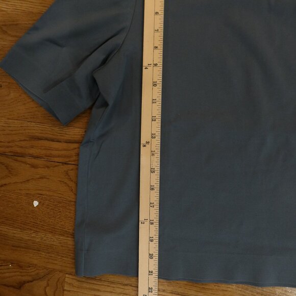 COS teal green top 100% cotton mock neck classic minimalist lagenlook layer M - Picture 9 of 9